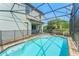 Backyard pool and patio area, enclosed in a large screened lanai at 235 Aidans Lndg, Haines City, FL 33844