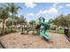 A fun green and tan playground structure with slides, climbing bars and wood chip ground cover at 439 Windmill Palm Cir, Altamonte Springs, FL 32701