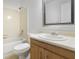 This clean bathroom has a shower over tub and a vanity at 4870 S Semoran Blvd # 1905, Orlando, FL 32822