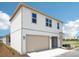 Two-story home with a two-car garage, manicured landscaping, and neutral-colored accents at 6723 Sherpa Trl, St Cloud, FL 34771