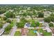 Neighborhood aerial shot showcasing lush trees, manicured lawns, and houses with swimming pools at 7124 Turquoise Ln, Orlando, FL 32807