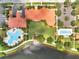 Aerial view of community clubhouse with large pool, spa, and lakefront at 11937 Bianca Ln, Orlando, FL 32827