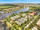 Aerial view of the community featuring tennis courts, pool, clubhouse, and lake access at 11937 Bianca Ln, Orlando, FL 32827