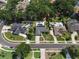 Overhead view of a neighborhood with well-maintained homes, pools, and mature trees, showcasing a desirable community at 2122 Palm Crest Dr, Apopka, FL 32712