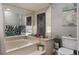 Relaxing bathroom with garden tub, privacy glass and stylish decor at 2122 Palm Crest Dr, Apopka, FL 32712