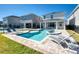 Stunning pool and spa with lounge chairs in a private backyard at 408 Southfield St, Kissimmee, FL 34747