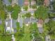 Aerial view of properties in the community, displaying lot sizes and backyard features at 536 W King St, Orlando, FL 32804