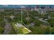 Aerial shot of the property's location in relation to the city's urban setting and lake in this one-of-a-kind neighborhood at 614 Lake Ave, Orlando, FL 32801