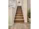 Inviting staircase featuring plush carpeting and stylish tile flooring at 6527 Silver Queen Way, Windermere, FL 34786