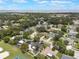 Neighborhood aerial showcasing a residential community, streets, mature trees, and distance to water at 719 Stevelynn Cir, Winter Garden, FL 34787