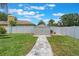 Spacious backyard with a convenient storage shed and manicured lawn at 719 Stevelynn Cir, Winter Garden, FL 34787