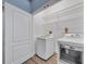 Functional laundry room features washer, dryer, and wire shelving at 104 Nautica Mile Dr, Clermont, FL 34711