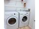 A laundry room featuring a washer, a dryer and shelves for organizing your detergent and laundry supplies at 13917 Fairway Island Dr # 931, Orlando, FL 32837