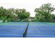 Community tennis courts featuring a bright blue surface and lush trees, surrounded by a green fence at 3372 Bellington Dr, Orlando, FL 32835