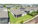 Aerial view showcasing a home with a screened-in patio and green backyard in a residential community at 5081 Twin Lakes Blvd, St Cloud, FL 34772