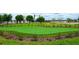 Lush putting green in a meticulously landscaped area, complete with manicured shrubs and a glimpse of the lake at 5081 Twin Lakes Blvd, St Cloud, FL 34772
