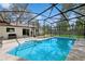 A clean swimming pool behind home surrounded by an enclosed screen at 898 Shed St, Oviedo, FL 32765