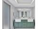 Bathroom features a modern double vanity with sleek fixtures and a glass-enclosed shower at 140 Sweet Bay Cir, Lake Mary, FL 32746