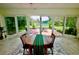 Bright sunroom dining area with views of the outdoor patio and lush backyard at 1405 Periwinkle Ave, Deland, FL 32724