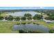 Aerial shot showcasing the house near a pond at 16729 Tall Grass Ln, Clermont, FL 34711