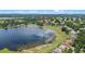 Enjoy serene views of a large lake from your home, surrounded by lush greenery at 16729 Tall Grass Ln, Clermont, FL 34711