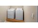 Convenient laundry area with standard washer and dryer hookups on a wood-look platform at 16729 Tall Grass Ln, Clermont, FL 34711
