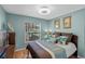 Cozy bedroom with hardwood floors, natural light and blue walls at 404 Obo Dr, Davenport, FL 33896