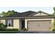 Beige single-story home with a gray roof, a two-car garage, and tasteful landscaping at 437 Caribbean Ct, Kissimmee, FL 34759