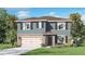 Charming two-story home with a stone facade, neutral paint, shutters, and a well-manicured lawn at 4965 Katrina Dr, Haines City, FL 33844
