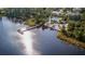 Scenic aerial view of the lakefront community with pier, pool and beach areas, offering stunning waterfront amenities at 515 Rum Run # 33515, Davenport, FL 33897