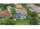 Beautiful backyard featuring a screened-in pool, manicured lawn, and mature trees, offering privacy and relaxation at 6233 Rydal Ct, Windermere, FL 34786