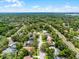 Wide aerial shot displaying houses scattered among trees, showcasing a residential neighborhood with distant views at 107 Laurel Oak Dr, Longwood, FL 32779