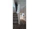 Carpeted staircase featuring white risers and handrail leading to the lower level at 1544 Nassau Point Trl, Kissimmee, FL 34747