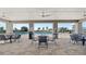Relaxing poolside patio area with tables, chairs, and ceiling fans overlooking the refreshing pool at 2227 Chris Dr, Winter Haven, FL 33884