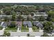 Aerial view of the home showcasing its position on a tree-lined street within a well-kept neighborhood at 478 N Sundance Dr, Lake Mary, FL 32746