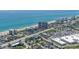 Coastal aerial of local hotels, businesses, and homes situated within a few blocks of the beach at 60 Palmetto Dr, Ormond Beach, FL 32176