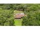 Aerial shot of the home highlighting the in-ground pool and mature trees at 7205 June Bug Ln, Orlando, FL 32818