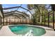 Screened-in pool area with a clear blue pool and black framed screen enclosure at 126 Duncan Trl, Longwood, FL 32779