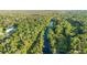 Drone eye view displays a long river flowing through the dense trees behind homes at 2487 River Tree Cir, Sanford, FL 32771
