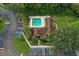 Overhead shot of the community center with pool, landscaping, and ample parking at 380 Lake Ontario Ct # 304, Altamonte Springs, FL 32701