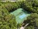 Aerial view of a well-maintained tennis court surrounded by lush greenery in a peaceful community at 8507 Crystal Cove Loop, Kissimmee, FL 34747