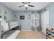 Bedroom featuring bunkbeds, ceiling fan, and decor at 927 Denali Dr, Orange City, FL 32763