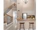Open-concept living space with a staircase, breakfast bar, and stainless steel refrigerator at 1312 Azalea Way, Winter Garden, FL 34787