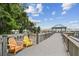 A cozy pier area with colorful Adirondack chairs under a covered gazebo overlooking the water, offering relaxation at 13427 Blue Heron Beach Dr # 404, Orlando, FL 32821