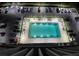 Overhead shot of a sparkling pool with surrounding lounge area and ample parking at 400 E Colonial Dr # 910, Orlando, FL 32803