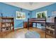 Charming bedroom featuring hardwood floors, blue walls, and a loft bed at 4015 Ibis Dr, Orlando, FL 32803