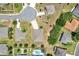 An overhead view showing neighborhood layout, tree coverage, and houses with driveways and landscaping at 804 Glen Creek Ct, Fruitland Park, FL 34731