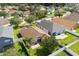 A high angle showing the backyard, mature trees, privacy fence, and neighboring houses at 8920 Palisades Beach Ave, Orlando, FL 32829