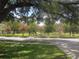 Lovely front yard view featuring bright green grass, colorful flowering trees, and mature shade trees at 2181 Wekiwa Oaks Dr, Apopka, FL 32703