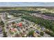 An aerial view of a residential neighborhood, featuring mature trees, a pond, and well-maintained streets in a serene setting at 2933 Birmingham Blvd, Orlando, FL 32829